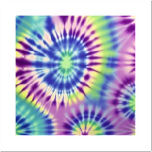 AI tie dye, purple and blue Posters and Art